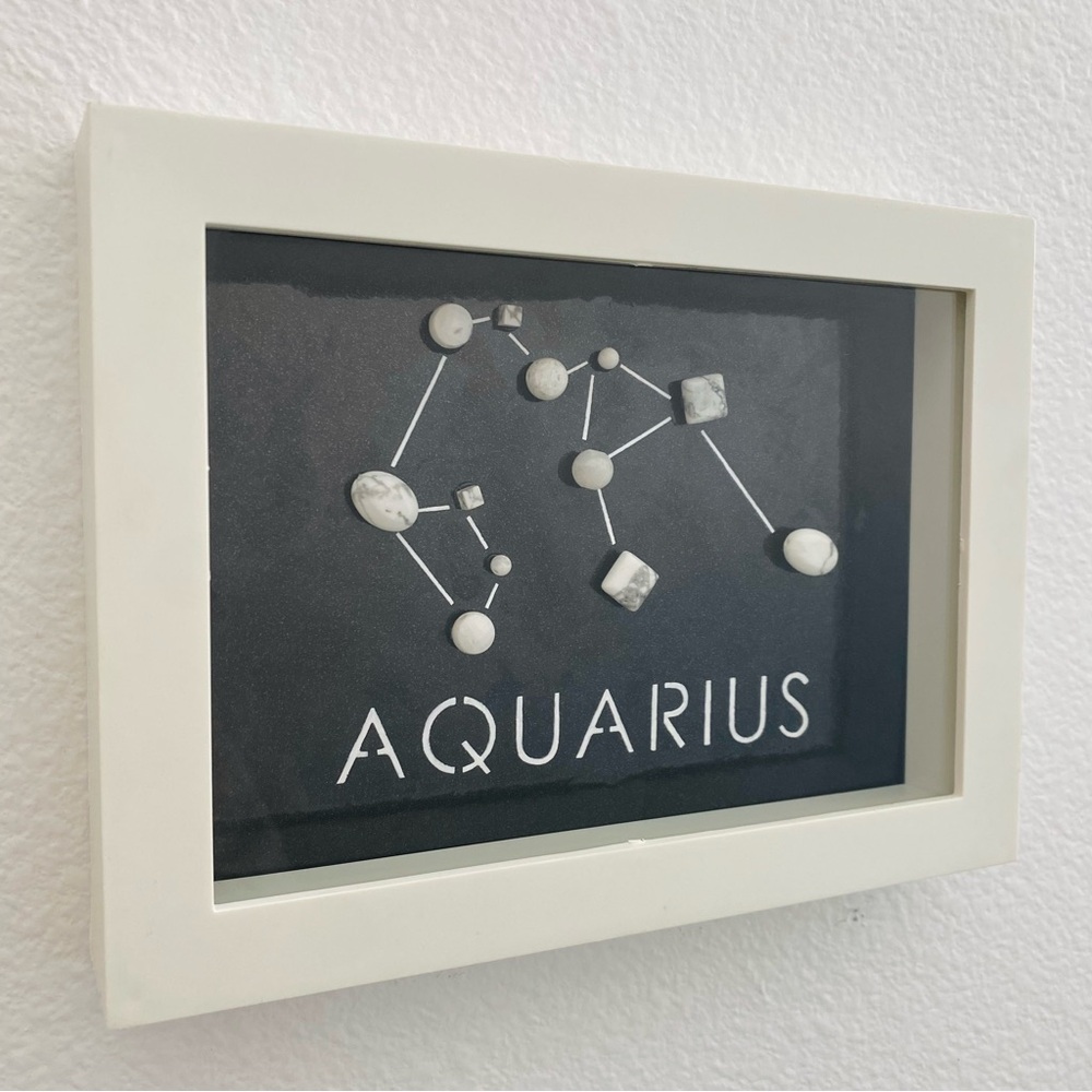 Handmade Horoscope Art AQUARIUS Star
Constellation Beads Shadow Box 6x8 inches